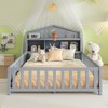 CAVINAS Full Size Kids Montessori Bed with Bookcases and Blackboards,Floor Bed with Headboards and Fences,Toddler Bed for Bedroom,White/Gray/Brown - 2 of 4