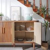ORRD Modern 4-Door Accent Cabinet - Adjustable Shelf Sideboard for Hallway, Entryway & Living Room（Rrown） - 4 of 4