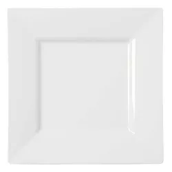 Smarty Had A Party 10.75" White Square Plastic Dinner Plates (120 Plates)