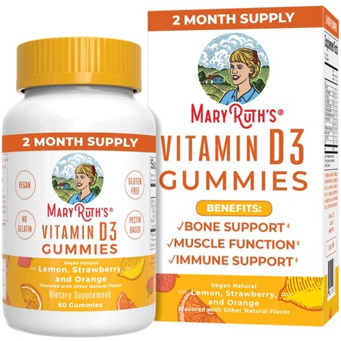 Maryruth's Vitamin D3 Gummies, Lemon Strawberry Orange, 60 Ct : Target