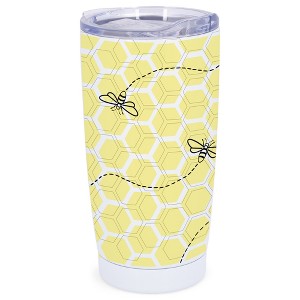 Elanze Designs Bumble Bee Hive Honeycomb Wrap-Around Design 20 Ounce Stainless Steel On-The-Go Coffee Mug, Thermal Travel Tumbler with Leak Resistant - 1 of 4