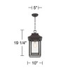 John Timberland Cecile 19 1/4" High Modern Box Lantern Outdoor Pendant Light Fixture Ceiling Porch House Hanging Brown Bronze Finish Clear Glass Shade - 4 of 4
