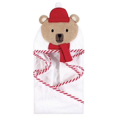 Hudson Baby Infant Cotton Animal Face Hooded Towel, Bear W Scarf, One Size