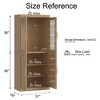 Wooakway 72"H Kitchen Pantry Cabinet with Glass Door and Rattan Door, Storage Shelves, Black - 4 of 4
