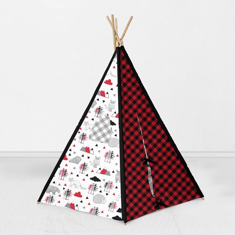 Bacati - Lumberjack Red/Black Play Tent for Kids/Toddlers, 100% Cotton Percale Fabric Cover , 5 of 8