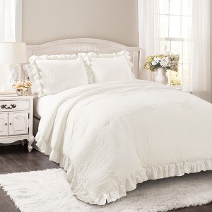 White Reyna Comforter Set (King) - Lush Decor