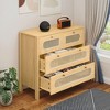 Natural Rattan Buffet Sideboard Cabinet 4 Drawer Dresser Boho Chest of Drawers with Golden Handles Wood Storage Cabinet Oak or Black - 2 of 4