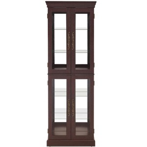 Vynxaria Cherry/Light Oak/Antique white Decorative Glass Storage Cabinet with Adjustable Shelves - 1 of 4