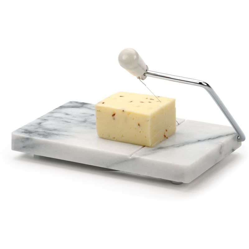 RSVP International White Marble 8x5 Inch Cheese Slicer Board, 1 of 2