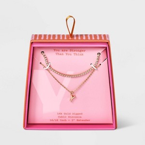 14K Gold Dipped Cubic Zirconia Initial Necklace Set 2pc - A New Day™ Gold - 1 of 3