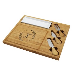 Picnic at Ascot Personalized Engraved Premium Bamboo Charcuterie Board with Cheese knives & Ceramic Dish - 1 of 4