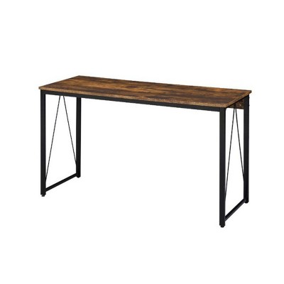 INFURNIC Desks Rectangular Writing Desk with V-Shaped Metal Base for Modern Home Office Design, Easy Setup, Brown, 47"*19"*28"