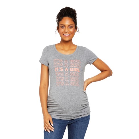 It's A Girl Short Sleeve Maternity Graphic Tee - Grey, Medium ...