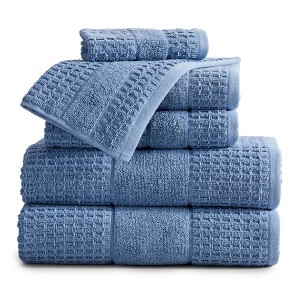 Market & Place Cotton Quick Dry Waffle Weave 6-Piece Bath Towel Set - 1 of 4