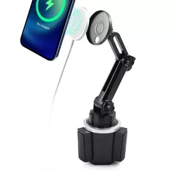 Insten Car Cup Phone Holder Compatible with Magsafe Charger Wireless Charging Pad, Long Adjustable Mount Cradle