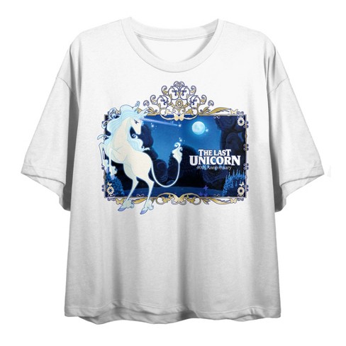 Pelmel morbiditet nakke The Last Unicorn Cosmic Scene Crew Neck Short Sleeve Women's White Crop T- shirt : Target