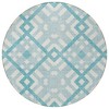 Teal Blue Aqua And Ivory Geometric Washable Indoor Outdoor Area Rug - 4 of 4