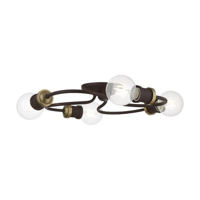 Livex Lighting Bromley 4 - Light Flush Mount in  Bronze/Antique Brass
