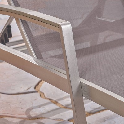 Gray and Silver Aluminum Adjustable Outdoor Chaise Lounge Set