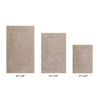 Lux Premium 100% Cotton  Ultra-Soft Tufted Solid Reversible 3 Piece Bath Rug Set, Water-Absorbent, Durable, Machine Washable Bathroom Rug