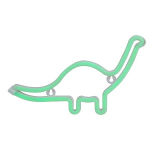 Northlight Brontosaurus LED Neon Style Dinosaur Wall Sign - 12" - Green - 1 of 4