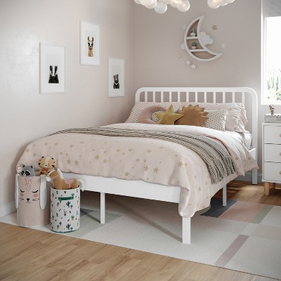 Buzz & Bloom Platform Bed Frame with Wood Slat Headboard and Foundation