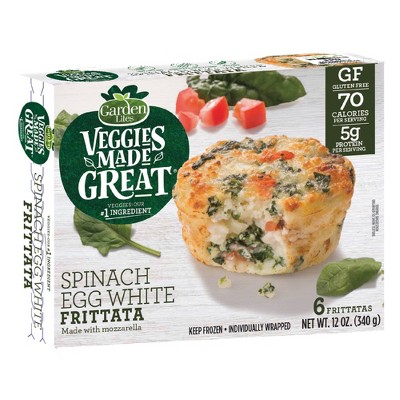 Garden Lites Veggies Made Great Gluten Free Frozen Spinach Egg White Frittata - 12oz/6ct