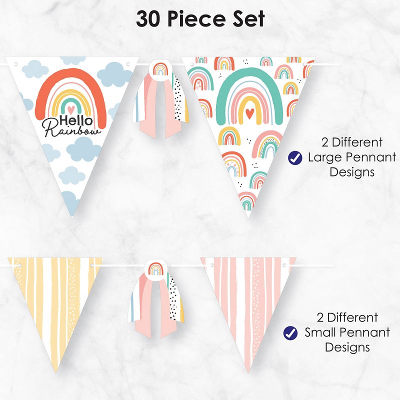 Big Dot of Happiness Hello Rainbow - DIY Boho Baby Shower and Birthday Party Pennant Garland Decoration - Triangle Banner - 30 Pieces, 5 of 9