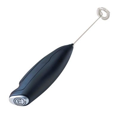 Black Battery-Operated Ergonomic Milk Frother with Stainless Steel Whisk