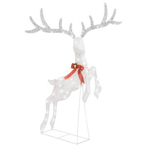 vidaXL - Magical Flying Reindeer Christmas Decoration with Energy-Efficient 120 LEDs, Multiple Lighting Effects, Indoor/Outdoor Use, White and Silver - 1 of 4