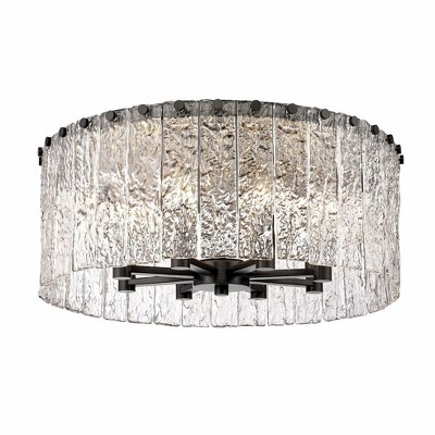 Matte Black Contemporary Glacier 8-Light Flush Mount Ceiling Fixture