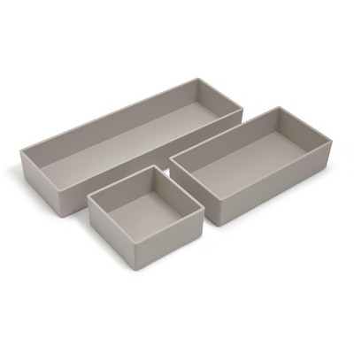 HITOUCH BUSINESS SERVICES 3 Piece Plastic Drawer Organizer Gray TR55297