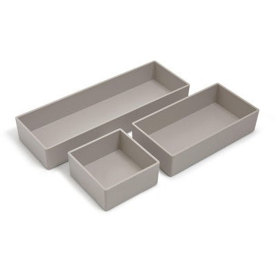 TRU RED 3 Piece Plastic Drawer Organizer Gray TR55297