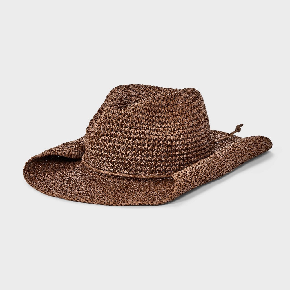 Straw Crochet Western Hat - Universal Thread™ Dark Brown L/XL