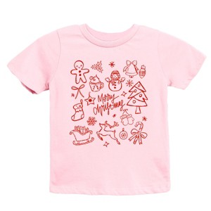 Merry Christmas Sketched Icons - Youth Short Sleeve Graphic T-Shirt - 1 of 4