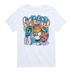 Boys' - Garfield - Streetwear Graffiti with Boombox Short Sleeve Graphic T-Shirt - 1 of 4