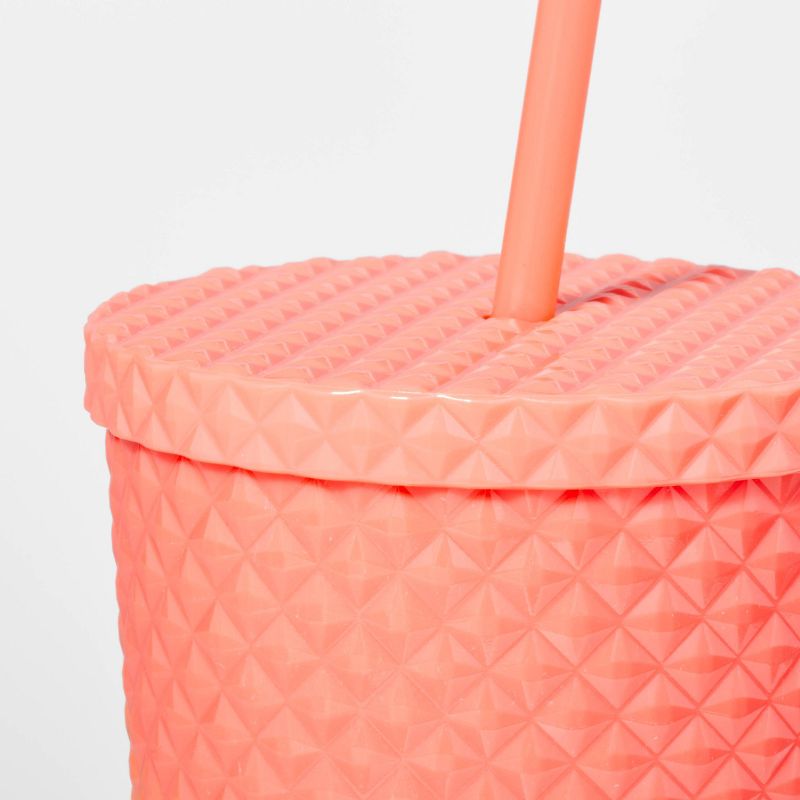 23oz Double Wall Texture Diamond Tumbler with Straw Pink/Green - Sun Squad&#8482;, 3 of 4