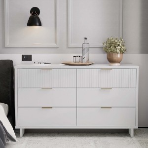 GDFStudio Biljon 55" Modern Glam Double Wide Dresser with 6 Drawers - 1 of 4