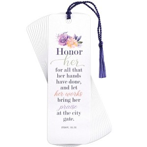 Dicksons Inspirational Bible Verse Tassel Bookmark for Books and Novels 2 x 6 Cardstock Pastor's Wife Floral - Pack of 12 - 1 of 1