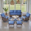 POCASSY 6 Piece All Weather Wicker Patio Furniture Set, Outdoor Conversation Set with Patio Sofa Couch Swivel Patio Chairs Coffee Table and Ottomans - 2 of 4