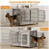Gikpal Wooden Dog Crate Furniture, Stylish Dogs Kennel for Small to Extra Large, Double Door & A Cushion & 360°Wheel, Metal, Chew-Proof, Dog Cage - 4 of 4