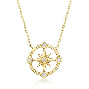 Pure Collection by Ross-Simons Diamond Compass Necklace in 14kt Yellow Gold Size 16 - 1 of 3