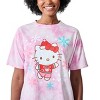 Hello Kitty Christmas Snowflakes Women’s Pink Cloud Wash Crew Neck Short Sleeve T-shirt - image 3 of 4