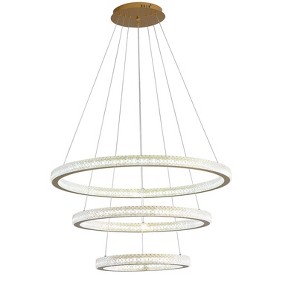 Dewdrop Modern Gold 3-Tier Luxurious LED Chandelier Fixture - 1 of 4