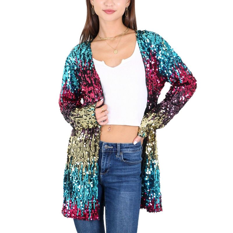 Anna-Kaci Women's Sequin Jacket Open Front Coat Blazer Party Cocktail Outerwear Cardigan, 1 of 5