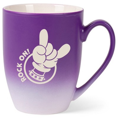 100 North Heavy Metal 10 Ounce Purple and White Two Toned Ombre, Comfortably Fits Your Hands, Ceramic Tea Coffee Cup Mug, Rock On!