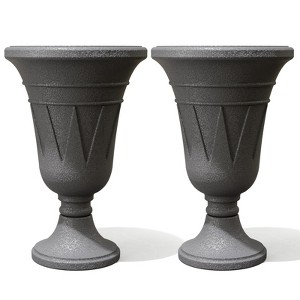 NAYSAYE Planter Trophy Flower Pot Set of 2 Stylish Resilient HDPE Material for Modern Indoor Outdoor Garden Spaces, 15.75"*15.75"*23.62" - 1 of 4