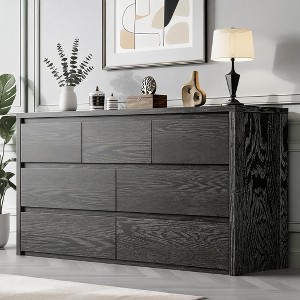7 Drawer Dresser for Bedroom, Wood Chest of Drawers with Handle-Free ...