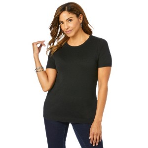 Jessica London Women's Plus Size Fine Gauge Crewneck Shell - 1 of 4