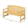 SKRAN 56" Outdoor Wood Bench, 2-Seater Garden Bench with Backrest and Armrest, Patio Bench for Patio, Porch, Poolside, Balcony, Natural - 3 of 4